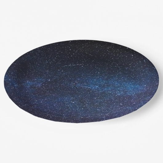 Navy Blue Milkyway Nightsky Galaxy Birthday Papieren Bordje (Gekanteld)