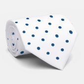 Navy Blue Mini Polka Dot Pattern on White Stropdas (Opgerold)