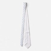 Navy Blue Mini Polka Dot Pattern on White Stropdas (Achterkant)