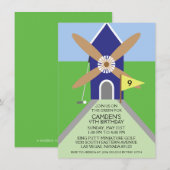 Navy Blue Miniature Golf Windmill Birthday Party Kaart (Voorkant / Achterkant)