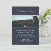 Navy Blue Minimal in Loving Memory | Aangepaste fo Kaart (Staand voorkant)