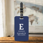 Navy Blue Minimal Modern Monogram Bagagelabel<br><div class="desc">Verhoog uw reiservaring met ons Classic Elegant Modern Minimalist Monogram Bagagelabel. Dit zorgvuldig ontworpen accessoire combineert naadloos tijdloze elegantie met hedendaags minimalisme, waardoor uw bagage opvalt met verfijning. Dit bagagelabel, dat met precisie en oog voor detail is vervaardigd, is meer dan alleen een praktisch item; het is een gepersonaliseerde uiting...</div>