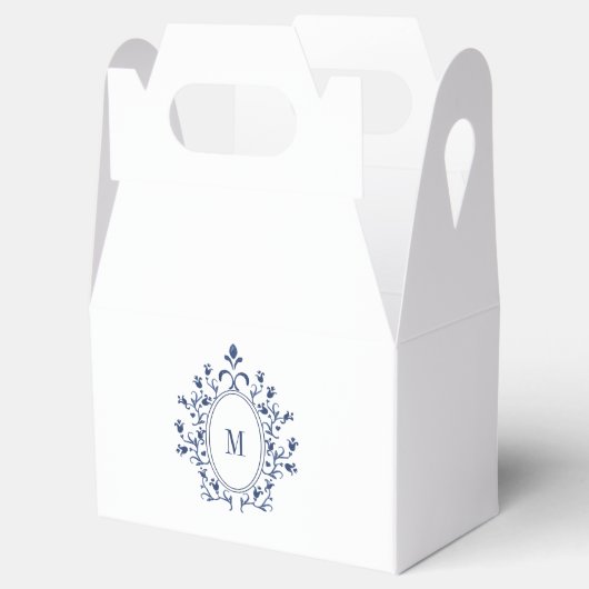 Navy Blue Minimal Monogram Bedankdoosjes (Geopend)