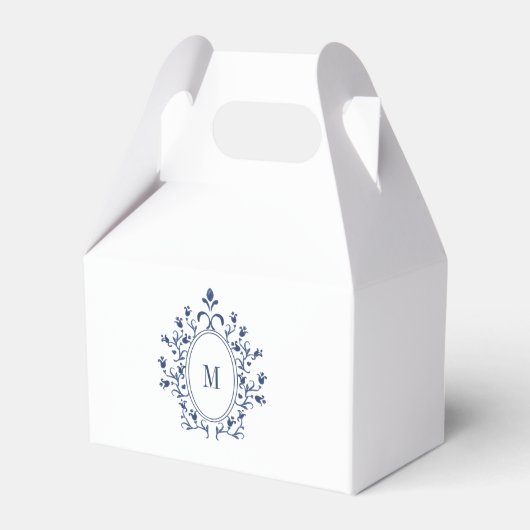 Navy Blue Minimal Monogram Bedankdoosjes (Voorkant Zijde)