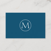 Navy Blue Minimal Monogram Visitekaartje 