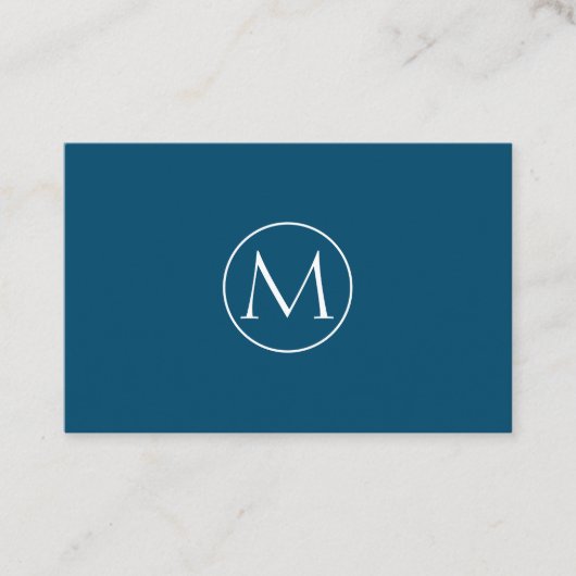 Navy Blue Minimal Monogram Visitekaartje  (Voorkant)