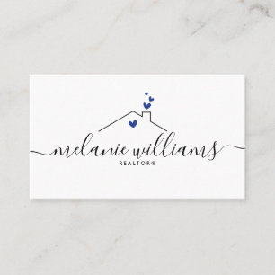 Navy Blue Minimal Realtor-Visitekaartje Visitekaartje
