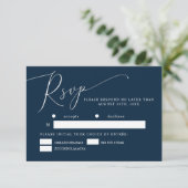 Navy Blue Minimal Wedding Meal Choice RSVP Kaartje (Staand voorkant)