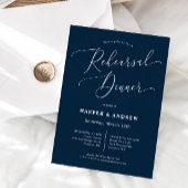 Navy Blue Minimal Wedding Rehearsal Dinner Kaart