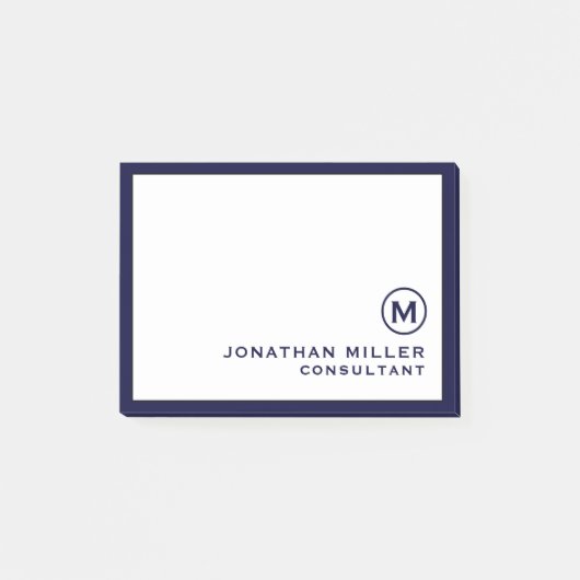 Navy Blue-minimalismonogram Post-it® Notes (Voorkant)