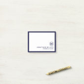 Navy Blue-minimalismonogram Post-it® Notes (Op bureau)