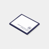 Navy Blue-minimalismonogram Post-it® Notes (Schuin)