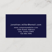 Navy Blue-minimalismonogram Visitekaartje (Achterkant)