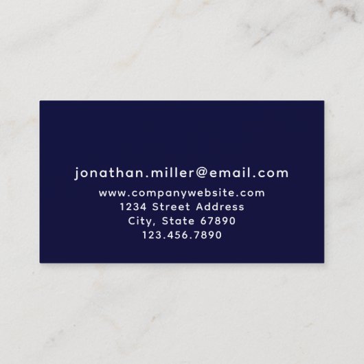 Navy Blue-minimalismonogram Visitekaartje (Achterkant)