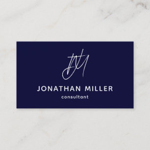 Navy Blue-minimalismonogram Visitekaartje