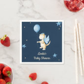 Navy Blue Minimalist Baby Dragon Baby shower Servet (Insitu)