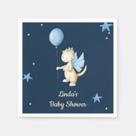 Navy Blue Minimalist Baby Dragon Baby shower Servet