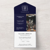 Navy Blue Minimalist | Bedrijfsactiviteiten All In One Uitnodiging (Binnen)