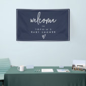 Navy Blue Minimalist Boho Baby shower Welkom Spandoek (Beurs)