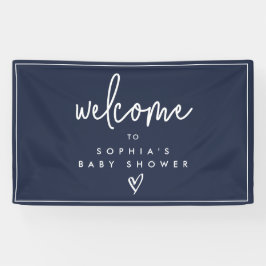 Navy Blue Minimalist Boho Baby shower Welkom Spandoek