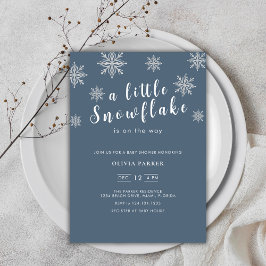 Navy Blue Minimalist Boho Blue Winter Baby shower Kaart