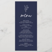 Navy Blue Minimalist Botanicals Terracotta Wedding Menu (Voorkant)