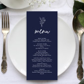 Navy Blue Minimalist Botanicals Terracotta Wedding Menu