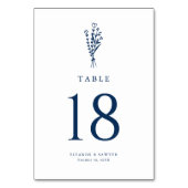 Navy Blue Minimalist Botanicals Wedding Kaart (Achterkant)