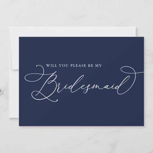 Navy Blue Minimalist Bridesmaid proposal Kaart (Voorkant)