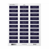 Navy Blue Minimalist Cursive Retour Adreslabel Etiket (Full Sheet)