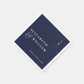 Navy Blue Minimalist Elegant Monogram Huwelijk Servet (Hoek)