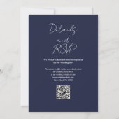 Navy Blue Minimalist Elegant QR Code Wedding Kaart (Achterkant)