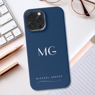 Navy Blue Minimalist Gepersonaliseerd iPhone 13 Pro Max Hoesje