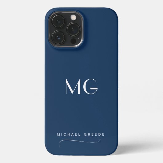 Navy Blue Minimalist Gepersonaliseerd iPhone Hoesje (Achterkant)