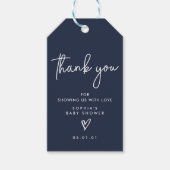 Navy Blue Minimalist Modern Boho Baby shower Cadeaulabel (Voorkant)