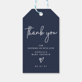 Navy Blue Minimalist Modern Boho Baby shower Cadeaulabel
