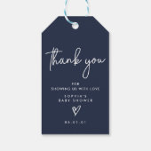 Navy Blue Minimalist Modern Boho Baby shower Cadeaulabel (Achterkant)