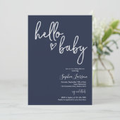 Navy Blue Minimalist Modern Boho Baby shower Kaart (Staand voorkant)