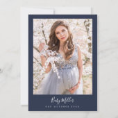 Navy Blue Minimalist Modern Boho Baby shower Kaart (Achterkant)