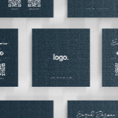 Navy Blue Minimalist Modern Influencer Scannable Vierkante Visitekaartje