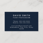 Navy Blue Minimalist Modern Professional Visitekaartje (Achterkant)