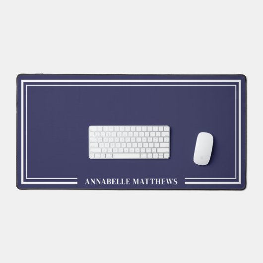 Navy Blue Minimalist Monogram Bureaumat (Keyboard & Muis)