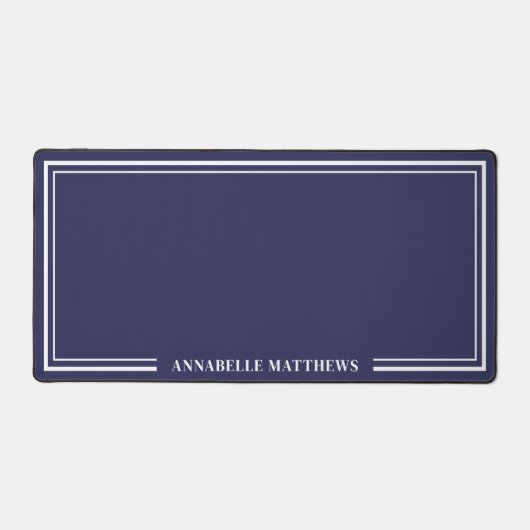 Navy Blue Minimalist Monogram Bureaumat (Voorkant)