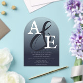 Navy Blue Minimalist Monogram Huwelijk Acryl Uitnodigingen (Insitu (Huwelijk))