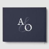 Navy Blue Minimalist Monogram Huwelijk Gastenboek (Achterkant)