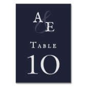 Navy Blue Minimalist Monogram Huwelijk Kaart (Achterkant)