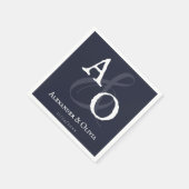 Navy Blue Minimalist Monogram Huwelijk Servet (Hoek)