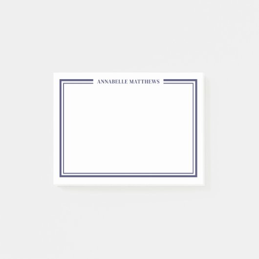 Navy Blue Minimalist Monogram Post-it® Notes (Voorkant)