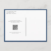 Navy Blue Minimalist Monogram QR Code Wedding Uitnodiging Briefkaart (Achterkant)