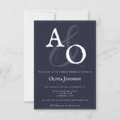 Navy Blue Minimalist Monogram Vrijgezellenfeest Kaart (Voorkant)